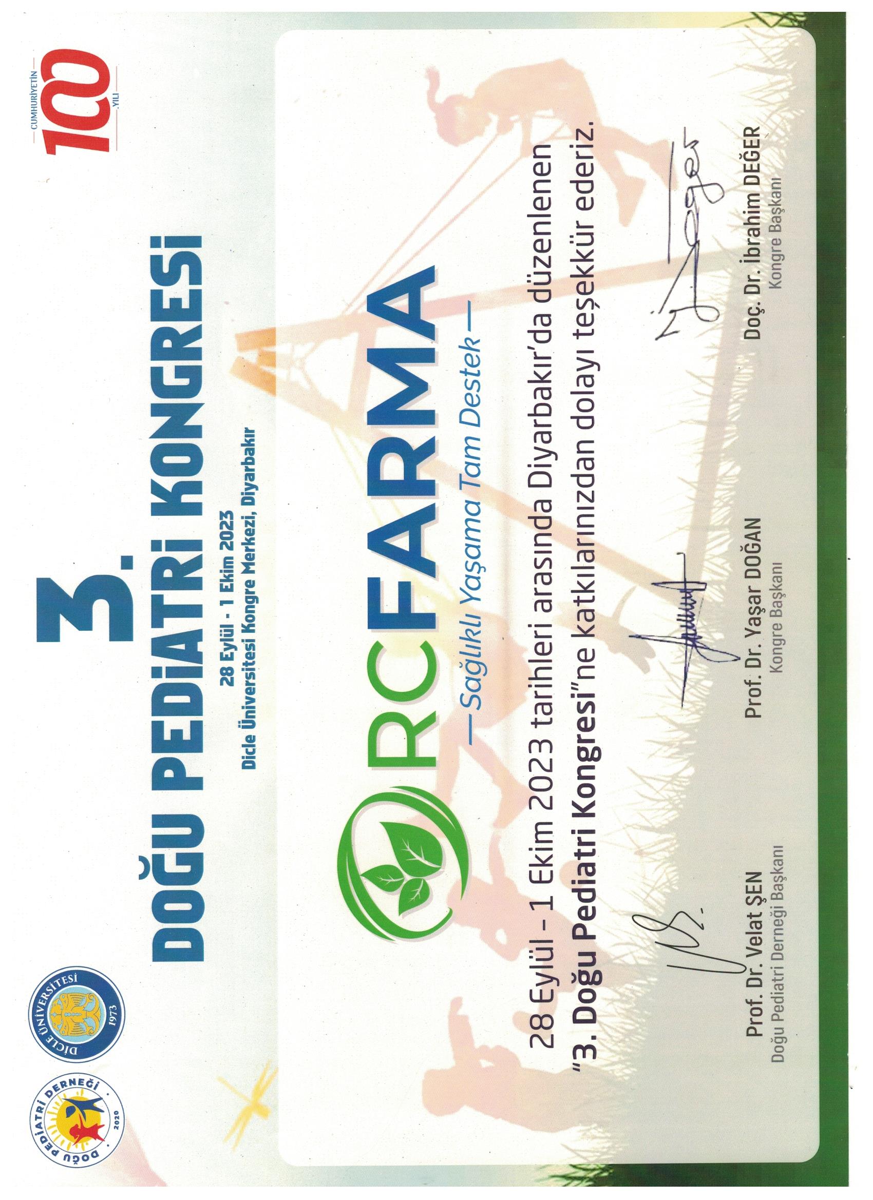 3. DOĞU PEDİATRİ KONGRESİ